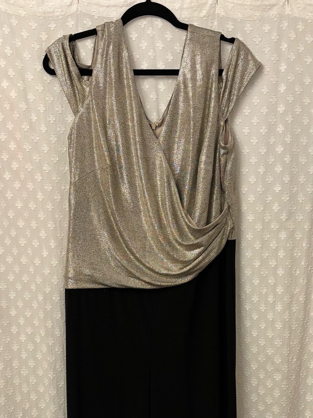 Lauren Ralph Lauren Gold Draped top and Black pant Jumpsuit Plus 16W